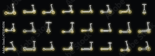 Electric scooter icons set outline vector. City bike. People electric scooter neon isolated