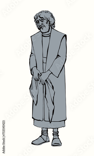 Vector drawing. Upset old man