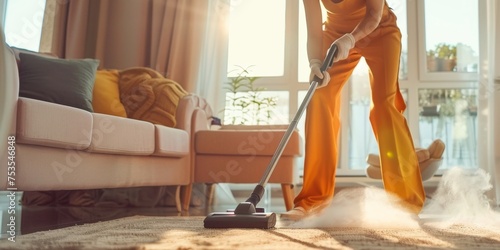 woman vacuuming the house Generative AI