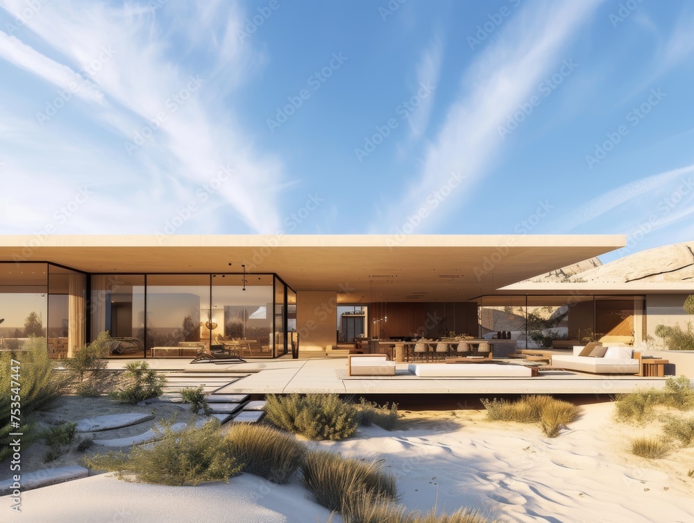 Fototapeta premium A modern house in the desert