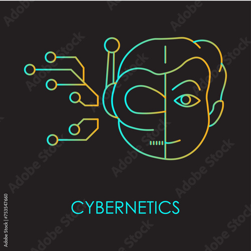  Cybernetics Icon - Human-Machine Integration.