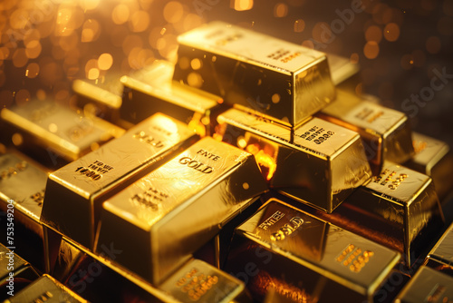 Gold bars. A slide background for showcasing gold investment. Created with Generative AI technology.