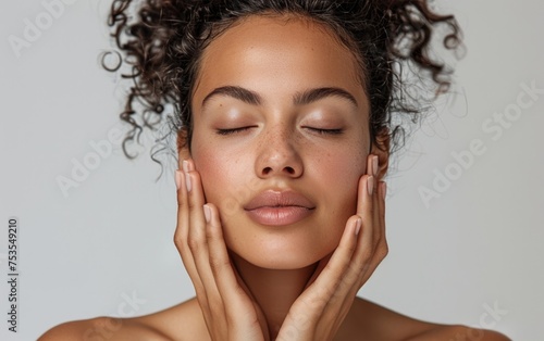 Portrait of a Young Woman Enjoying Skincare Routine.