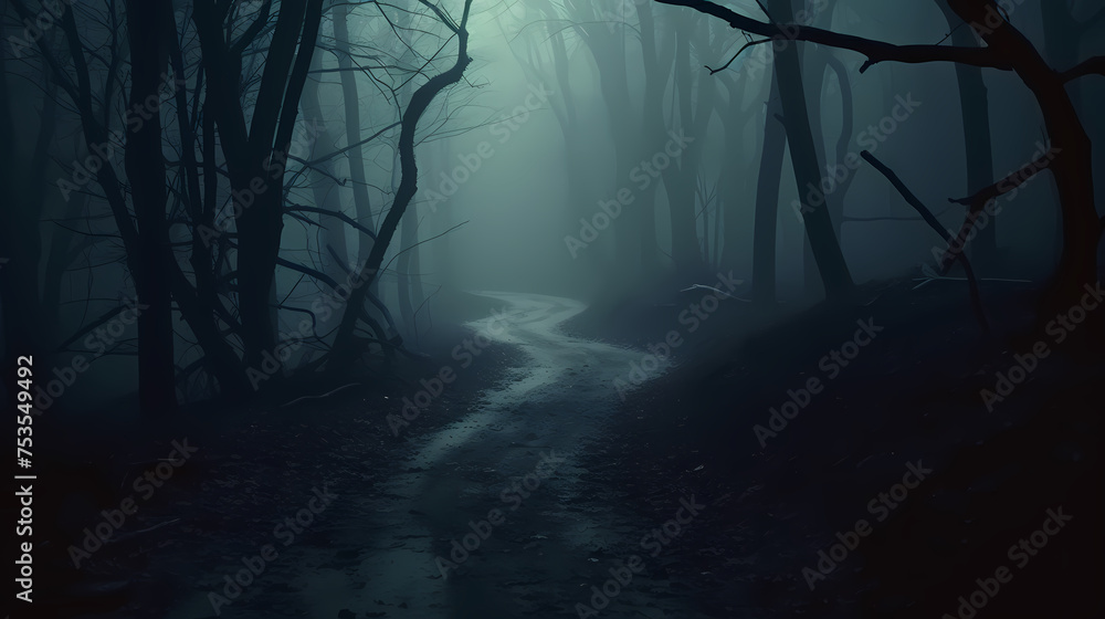 Obraz premium Mysterious dark forest at night