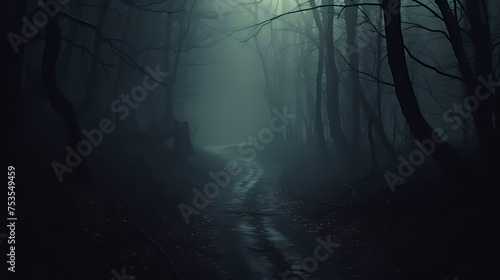 Mysterious dark forest at night © Derby