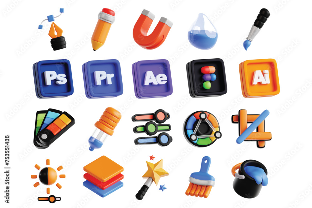 Graphic Design 3D Icon Pack Graphic Design 3D Icon Pack