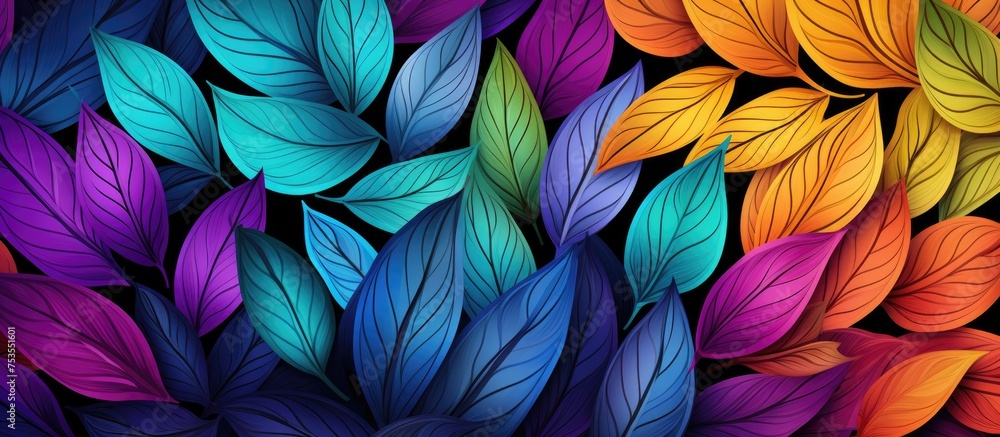 Seamless floral pattern with colorful natural leaf design for multiple uses
