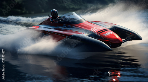 Electric powered speedboats race water sports