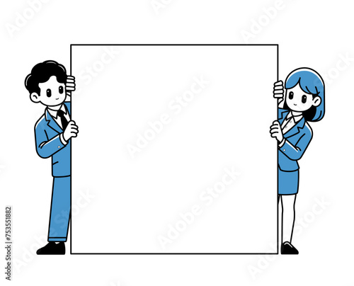 パネルを持ってる男女