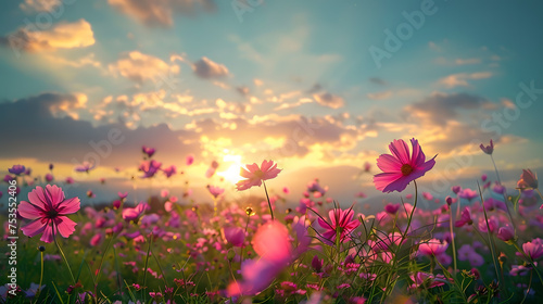 Cosmos flower blossom in garden , © ASHFAQ