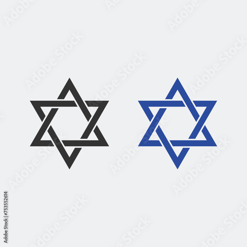 Jewish Star of David isolated vector element icon isolated on grey background. Vector flat style illustration of Six Pointed Star isolated for graphic, website, mobile app design