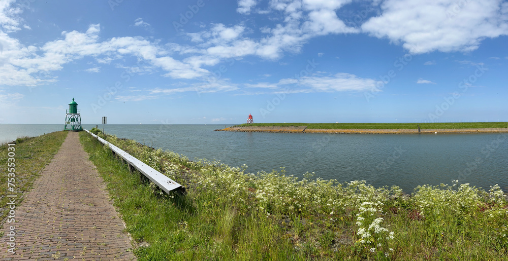 Sea dyke panorama in Stavoren
