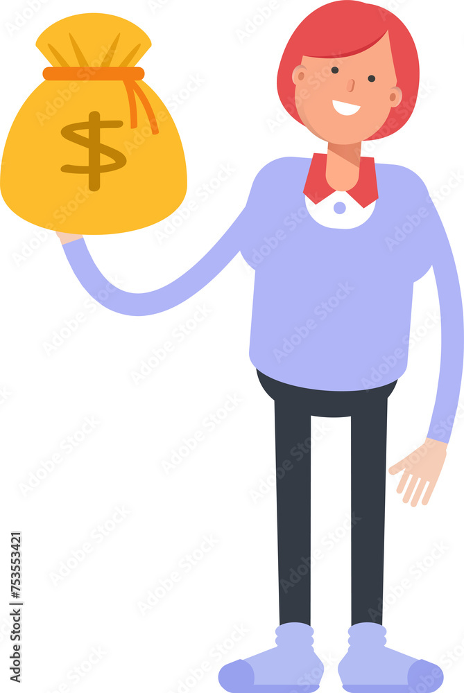 Woman Character Holding Dollar Sack
Woman Character Holding Dollar Sack