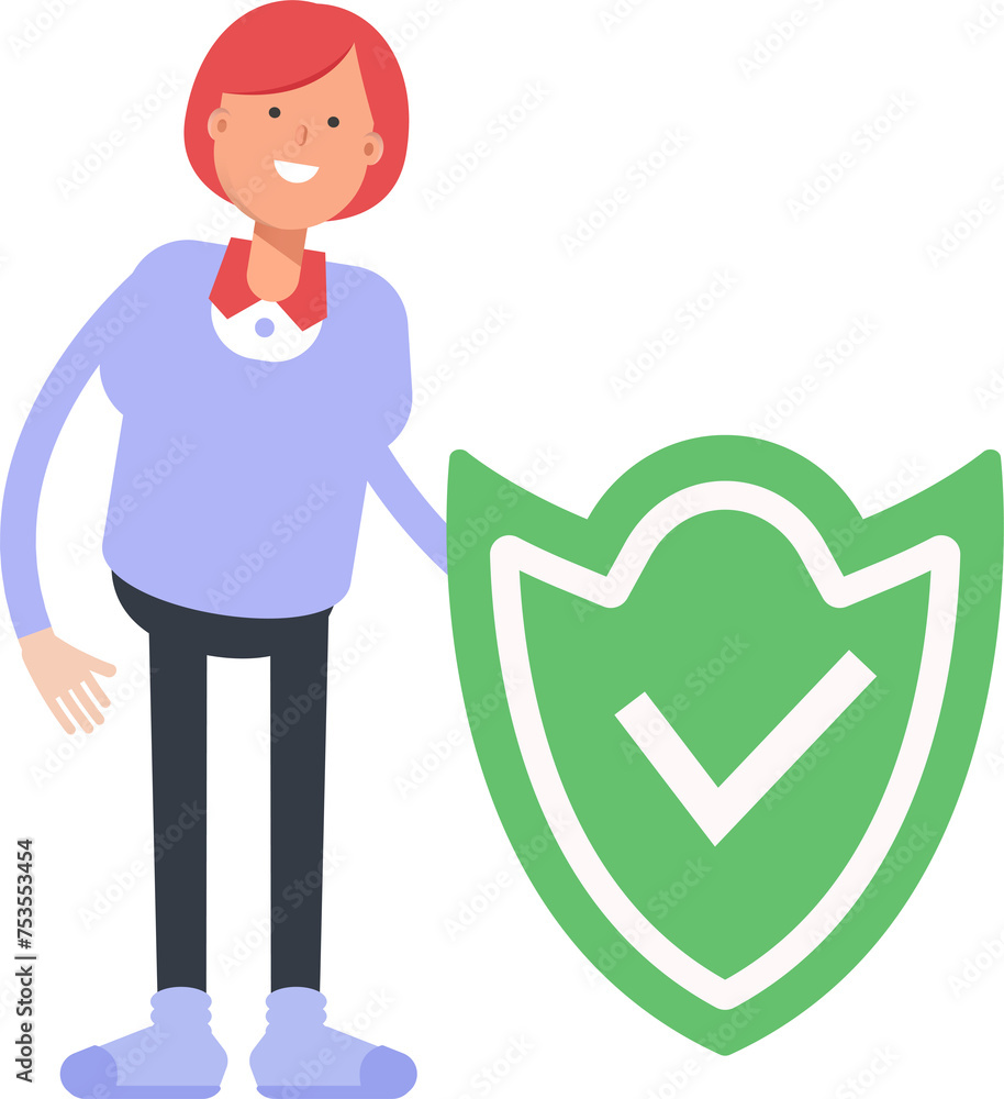 Woman Character and Check Mark Shield
Woman Character and Check Mark Shield