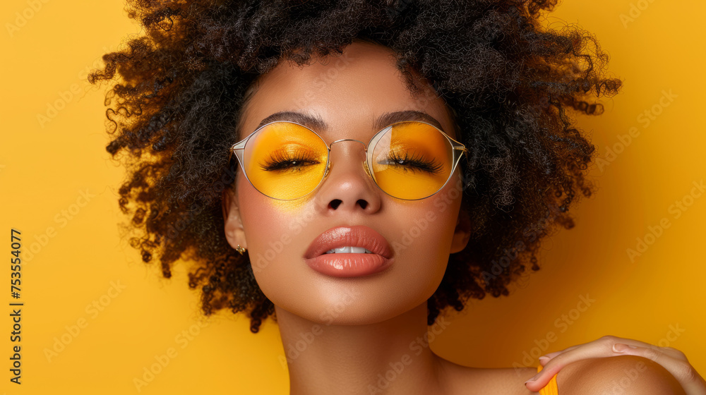 Fototapeta premium Beautiful curly Black Young Woman