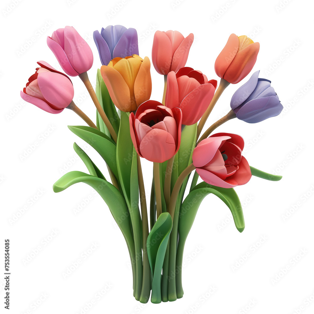 Clay tulips isolated on a transparent background, png Clay tulips isolated on a transparent background, png