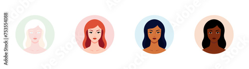 Women avatar icons. Vector illustration characters for social media and networking, user profile, website and app design and development, user profile icons. International women's day
