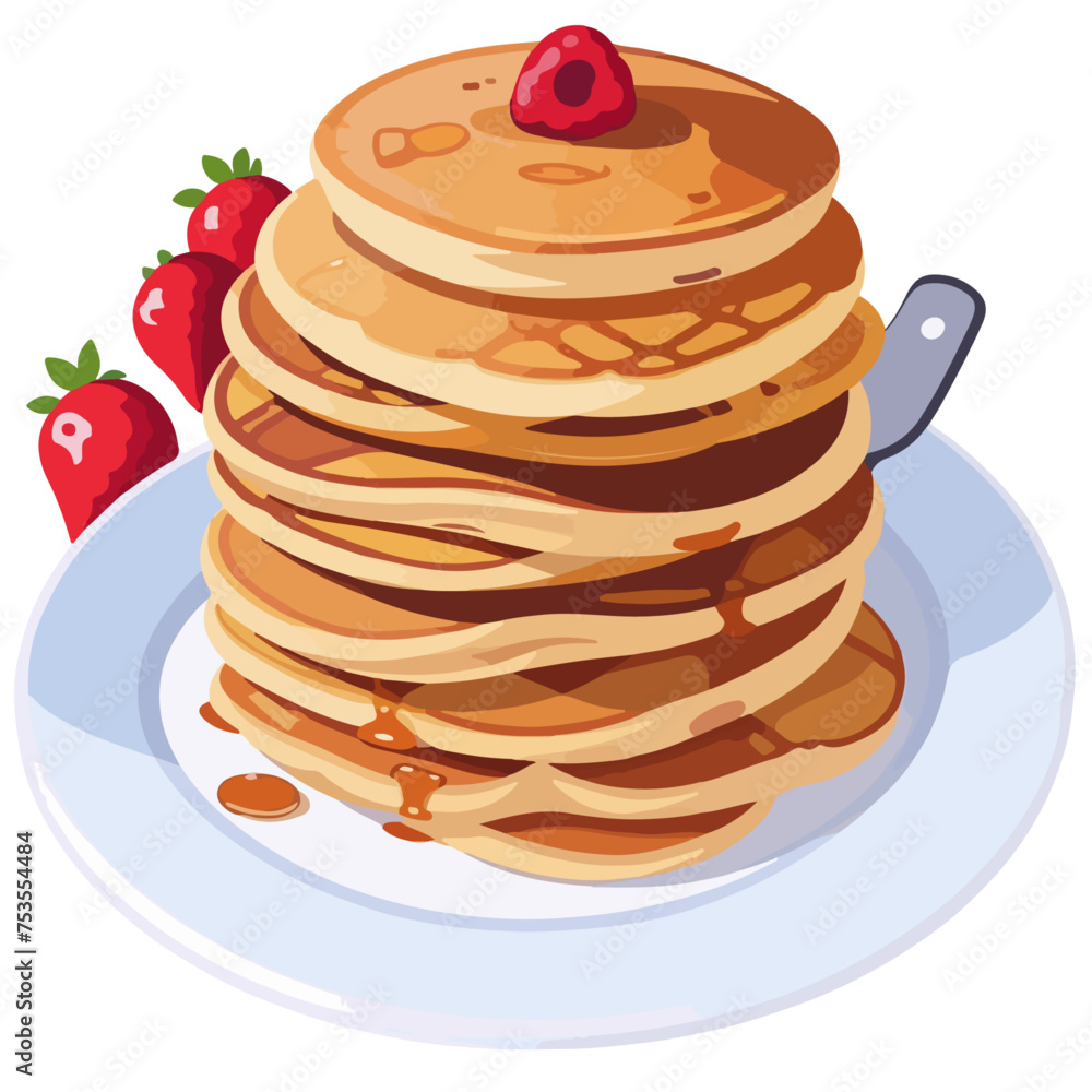 Plate with a stack of homemade pancaces with syrup | Dessert, meal or breakfast | Menu for your restaurant Plate with a stack of homemade pancaces with syrup | Dessert, meal or breakfast | Menu for your restaurant
