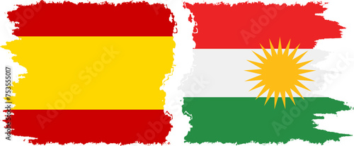 Free Download Kurdistan and Spain grunge flags connection vector - GFXLoad