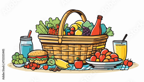 Vector de una cesta de picnic