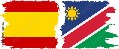 Namibia and Spain grunge flags connection vector