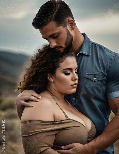Muscular man with his curvy girlfriend