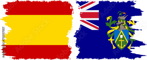 Free Download Pitcairn Islands and Spain grunge flags connection vector - GFXLoad