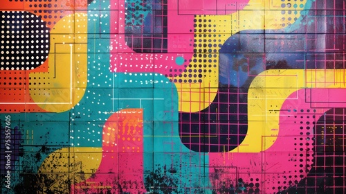 Vibrant Geometric Abstract: Colorful Art Wallpaper © Nattanon
