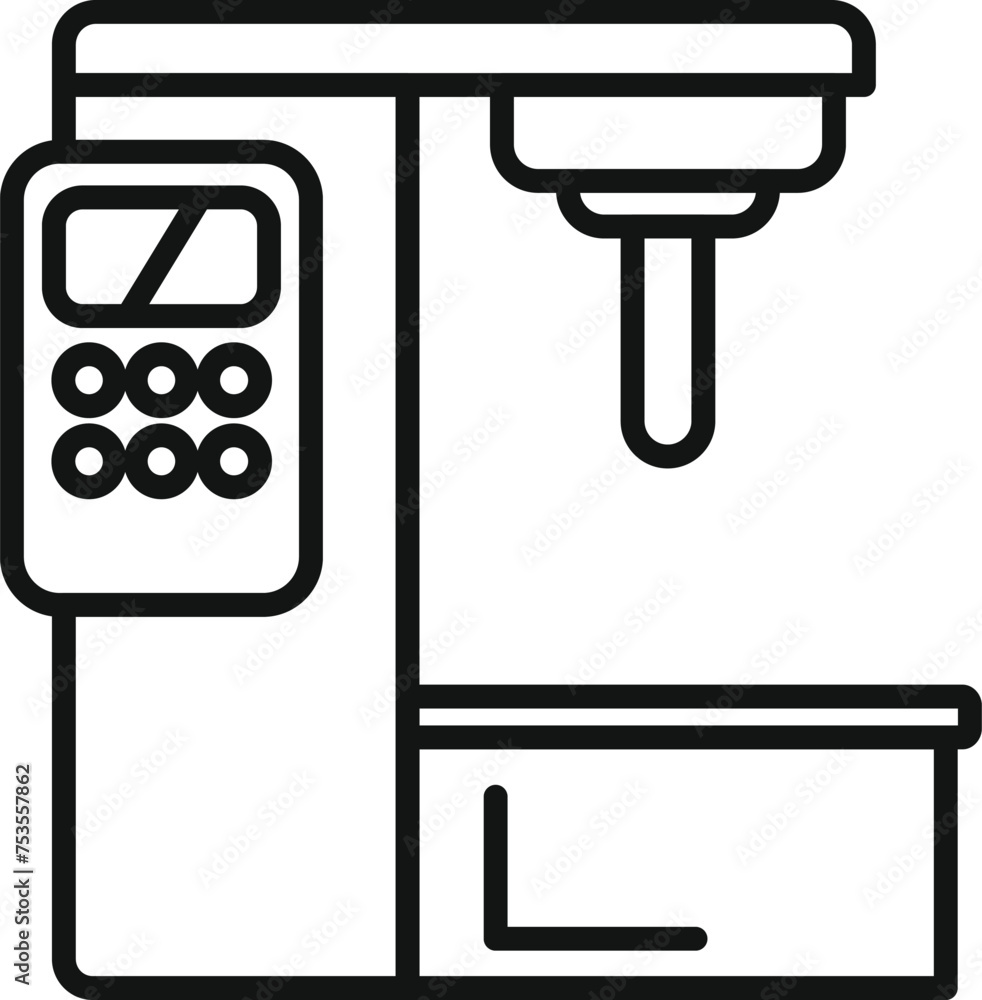 Cnc tool machine icon outline vector. Design flash center. Milling gear label Cnc tool machine icon outline vector. Design flash center. Milling gear label