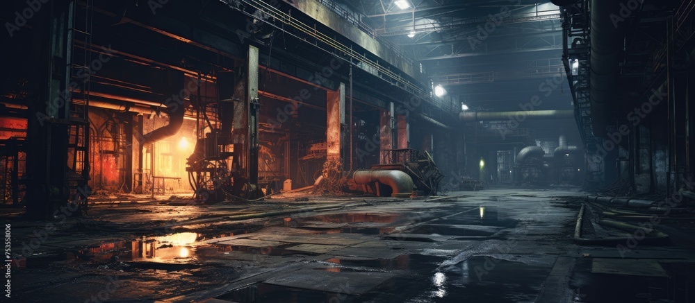 Old abandoned industrial facility interior