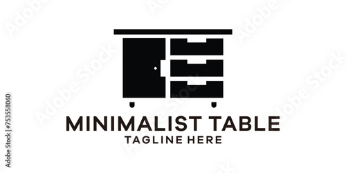 minimalist table design logo, home interior, logo design template, symbol, creative idea.