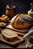 illustration, bread, healthy eating, food, horizontal, color image, baked, bakery, freshness, artisanal, fermentation, recipe, texture, crust, loaf, rising, gluten, homemade