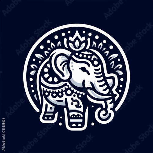 Beautiful Elephant animal vector logo sticker icon tottoo.