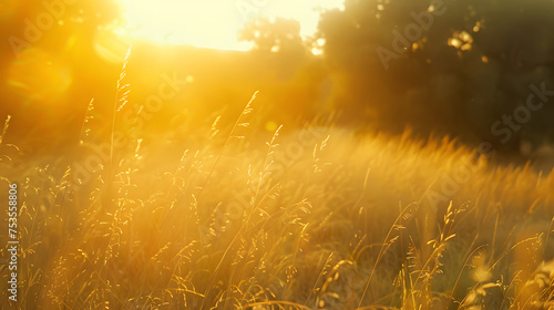 Backlit Golden Grass at Sunset © tongpanyaluk