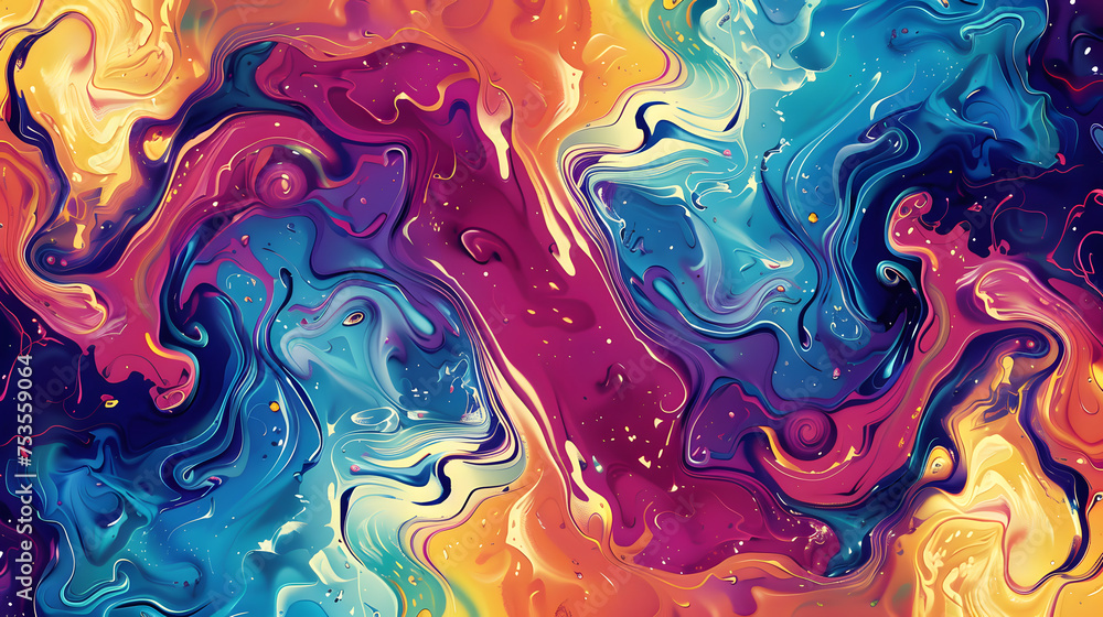 Vibrant Psychedelic Swirls with Colorful Abstract Patterns