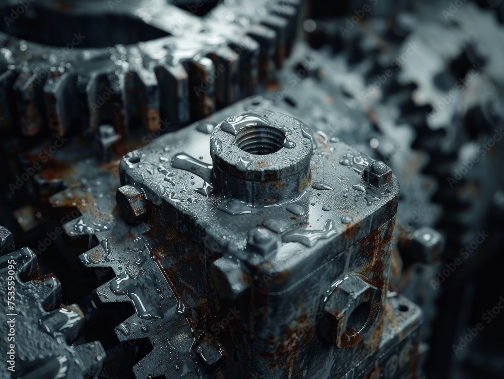 Industrial Gears Mechanism Close-Up Industrial Gears Mechanism Close-Up
