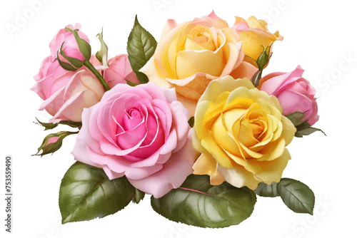 AI generated watercolor bouquet. watercolor flowers and leaves illustration for wedding, greetings, stationary, wallpapers, fashion, background. rose, blossom, olive, green leaves, Eucalyptus etc