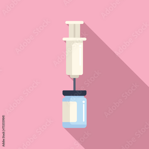 Syringe drug injection icon flat vector. Dose vaccination. Health protection