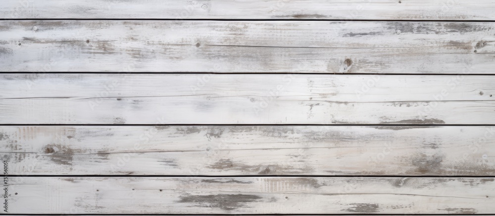 Plank wall with aged white or gray texture for horizontal patterns