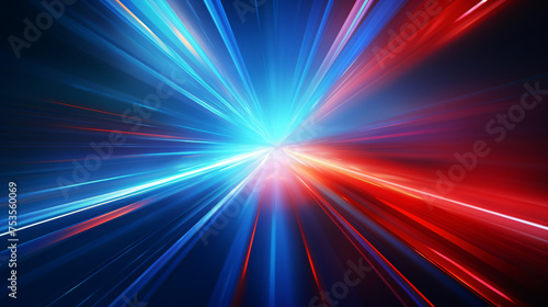 Futuristic speed motion with blue and red rays of ligh photo