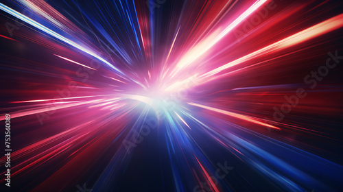 Futuristic speed motion with blue and red rays of ligh