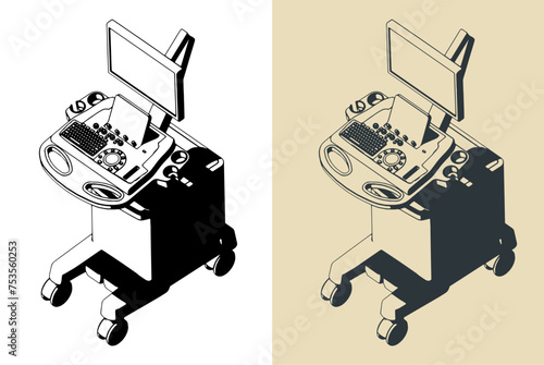 Ultrasound machine illustrations