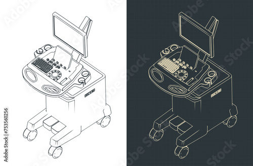 Ultrasound machine isometric blueprints