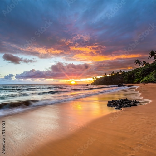 Sun rising on Red Sand Beach on Maui © Erica