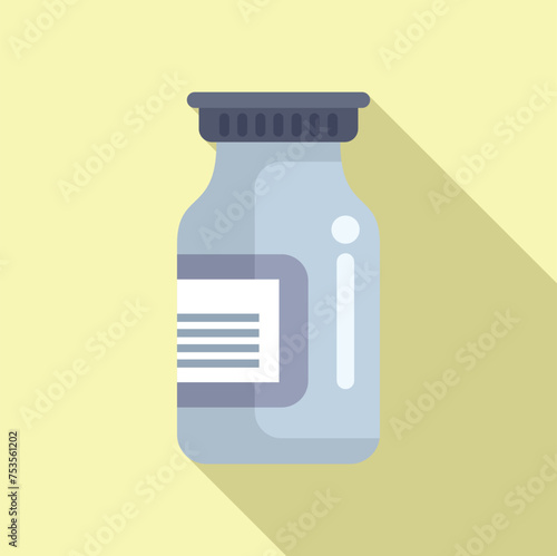 Medical bottle pills icon flat vector. Strong potion supplement. Health system bottle