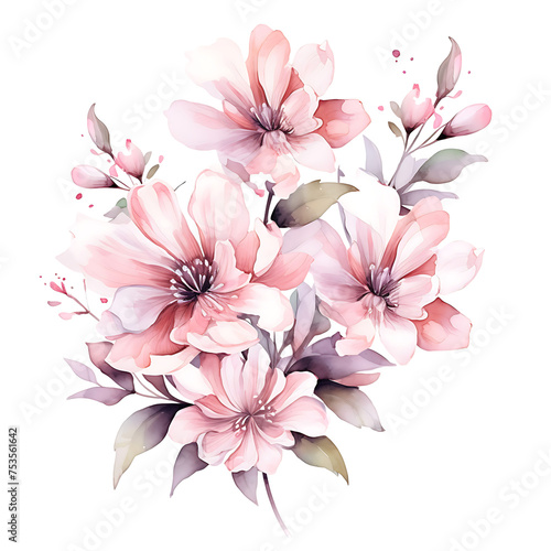 Pink watercolor flowers png
