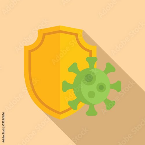 Virus protection shield icon flat vector. Strong potion. System allergy dosage