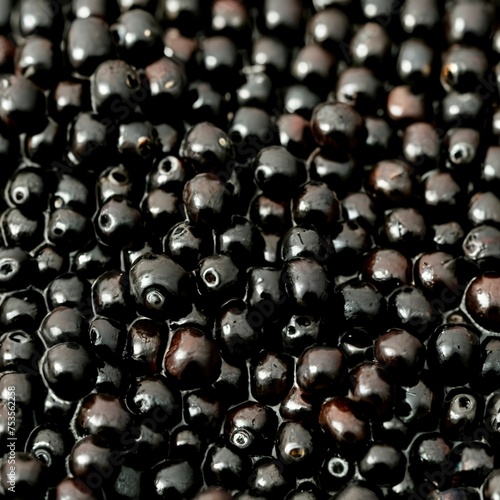 Texture of black caviar
