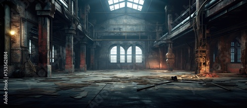 Old deserted factory interior design