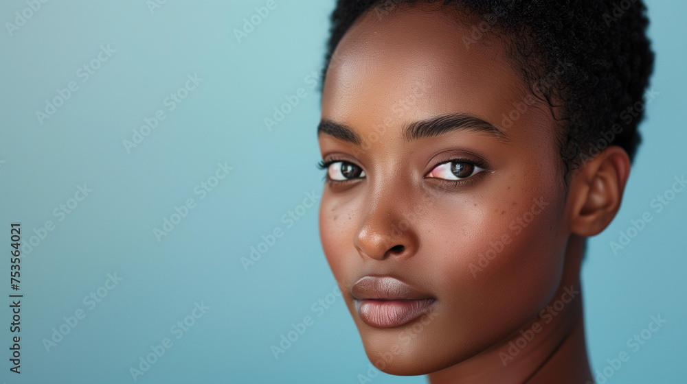 A beautiful afro-american young model with healthy skin with copy space A beautiful afro-american young model with healthy skin with copy space
